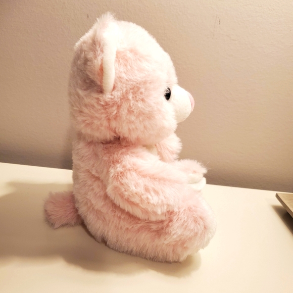 Pink and white plush valentine bear - Picture 3 of 12